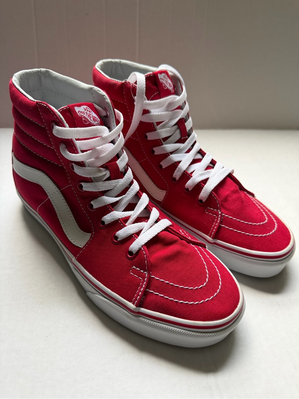 Vans Sk8-Hi Red White High Top Sneakers Canvas Classic Sneakers